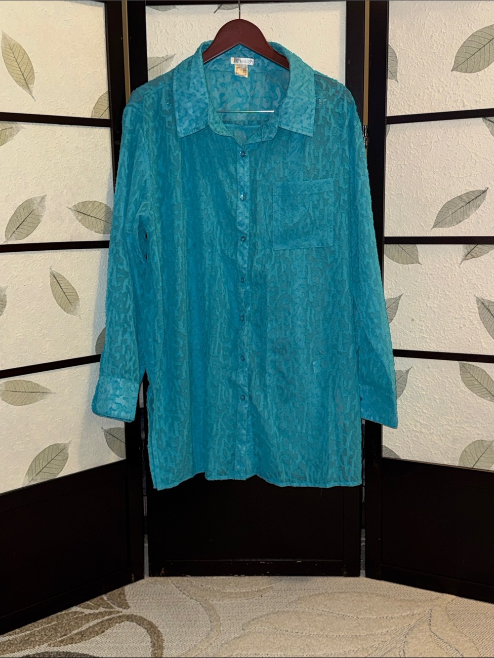 Teal Button-Front Women’s- Lightweight Beach Cover Up